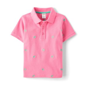 Gymboree Boys Schiffli Palm Tree Polo - Seaside Palms - cruisepink