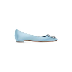 Manolo Blahnik Blue Hangisiflat Ballerina Flats