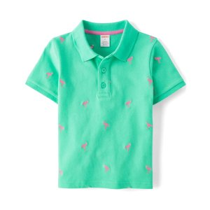 Gymboree Boys Schiffli Flamingo Polo - Seaside Palms - tropical trail