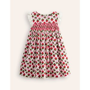 Boden Smocked Lace Trim DressVintage Strawberry Stamp