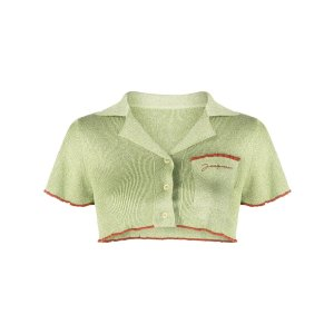Jacquemus cropped knitted cardigan green | MODES