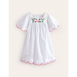 Boden Lightweight Vacation DressWhite Floral Embroidery