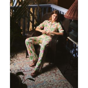 Boden Hampstead Linen PantsMulti, Tropical Paradise