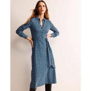 Boden Laura Jersey Midi Shirt DressAzure, Geo Chain