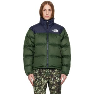 The North Face Green & Navy 1996 Retro Nuptse Down Jacket
