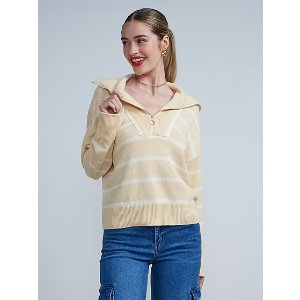 Long Sleeve Striped Quarter Zip Pullover