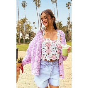 PrettyLittleThing Multi Floral Crochet Crop Top