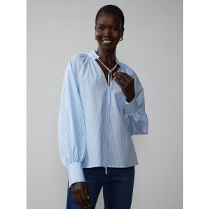 Balloon Sleeve Striped Shirt