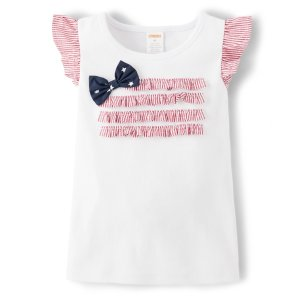 Gymboree Girls American Flag Flutter Tank Top - American Cutie - white