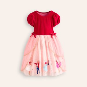 Boden Nutcracker Applique DressCarmine Red/Almond Pink
