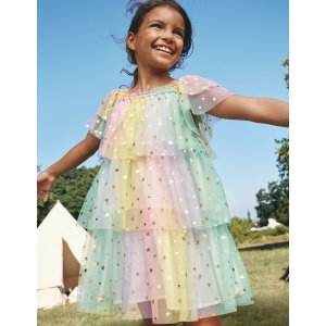 Boden Tiered Tulle DressMulti Ombre Gold Foil Star