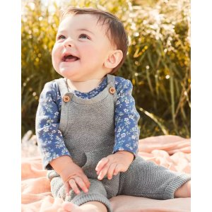 Carter's Baby Organic Sweater Knit Overalls in Dark Gray