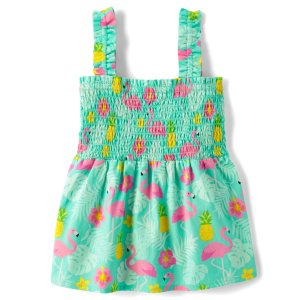 Gymboree Girls Flamingo Ruffle Tank Top - Seaside Palms - tropical trail