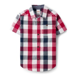 Gymboree Boys Matching Family Plaid Poplin Button Up Shirt - American Cutie - tidal