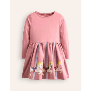 Boden Applique Hem Jersey DressVintage Pink Carousel