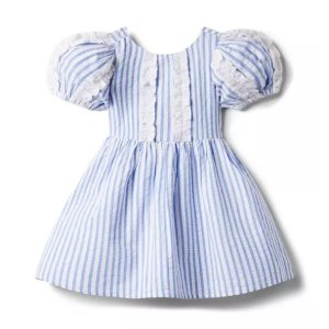 Janie and Jack Striped Seersucker Puff Sleeve Dress
