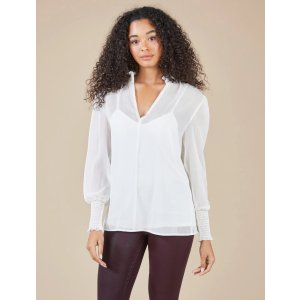 BCBGeneration Ivory Smocked Collar Top | Tops | BCBGENERATION