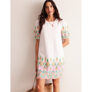 Boden Broderie Linen Shift DressWhite