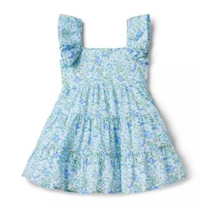 Janie and Jack Floral Bubble Sleeve Tiered Dress