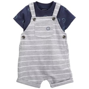 Carter's Baby 2-Piece Smiley Tee & Striped Shortalls Set