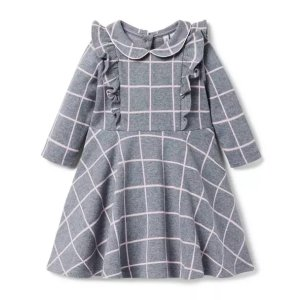Janie and Jack Windowpane Ruffle Jacquard Dress