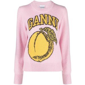 Ganni intarsia-knit crew-neck jumper
