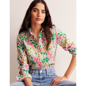 Boden Sienna Linen ShirtMulti, Tropical Paradise