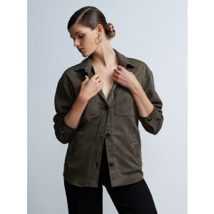 Long Sleeve Patch Pocket Suede Shacket