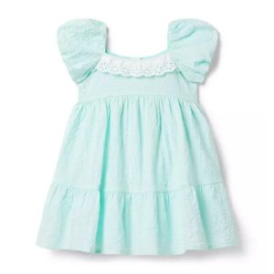 Janie and Jack Eyelet Trim Puff Sleeve Dress