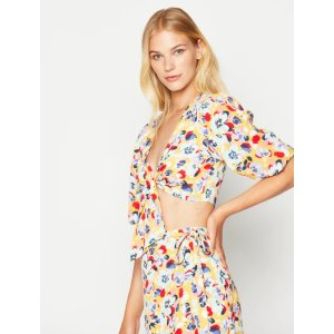 BCBGeneration Chelsea Tie-Front Floral Crop Top