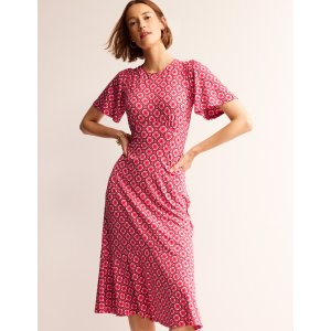 Boden Felicity Jersey Midi Tea DressSangria Sunset, Geo Pome