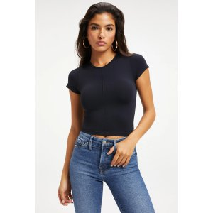 Good American SO SOFT SCULPTED TEE | BLACK001