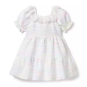 Janie and Jack Tweed Eyelet Trim Dress