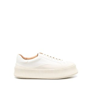 Jil Sander leather flatform sneakers white | MODES
