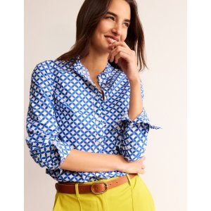 Boden Phoebe Cotton ShirtBlue, Diamond Terrace