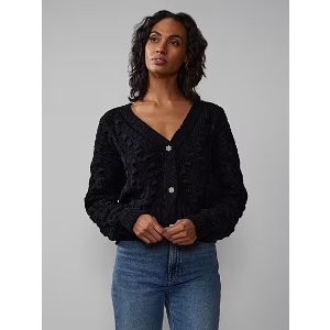 Pearl Button Cable Knit Cardigan