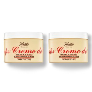 Kiehl's Creme de Corps Soy Milk & Honey Whipped Body Butter 8oz Duo