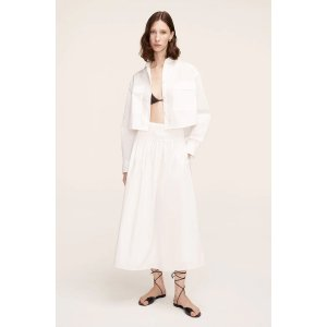 Rebecca Taylor Poplin Smocked-Waist Skirt