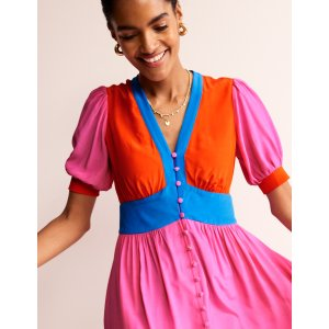 Boden Elsa Midi Tea DressSangria Sunset Colourblock