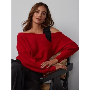 Long Sleeve Velvet Bow Sweater