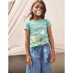 Boden Puff Sleeve Applique T-shirtAloe Green Mice