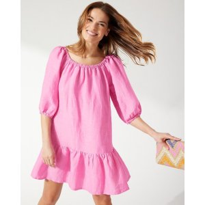 Tommy Bahama St. Lucia Linen-Blend Off-the-Shoulder Tiered Dress