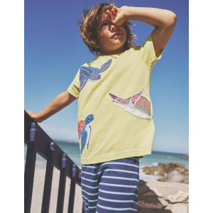 Boden Big Applique Animals T-shirtSherbet Yellow Turtles