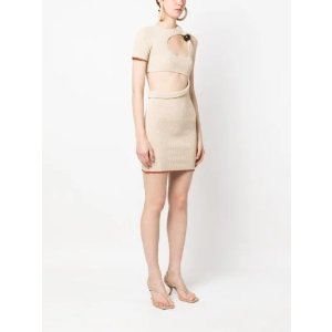 Jacquemus La Robe Brilho lurex-knit minidress neutrals | MODES