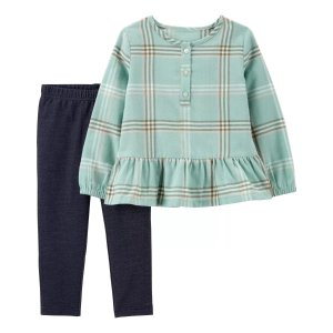 Carter's Baby 2-Piece Babydoll Shirt & Knit Denim Pant Set