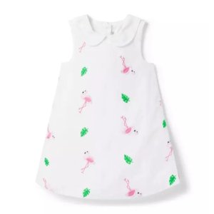 Janie and Jack Embroidered Flamingo Dress