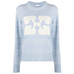 Ganni intarsia-knit logo jumper