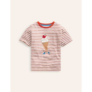 Boden Boucle Relaxed T-shirtIvory/ Coral Pink Ice Cream