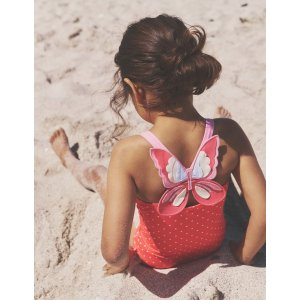 Boden Logo Back SwimsuitCoral Spot Butterfly