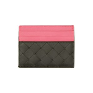 Bottega Veneta Black & Pink Intrecciato Card Holder